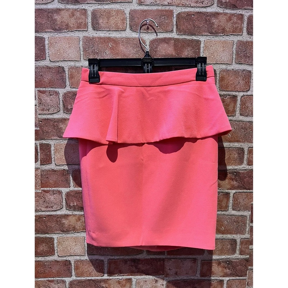Forever 21 Womens Pink Pencil Skirt Size Small Silk Stretchy Knee Length Bodycon